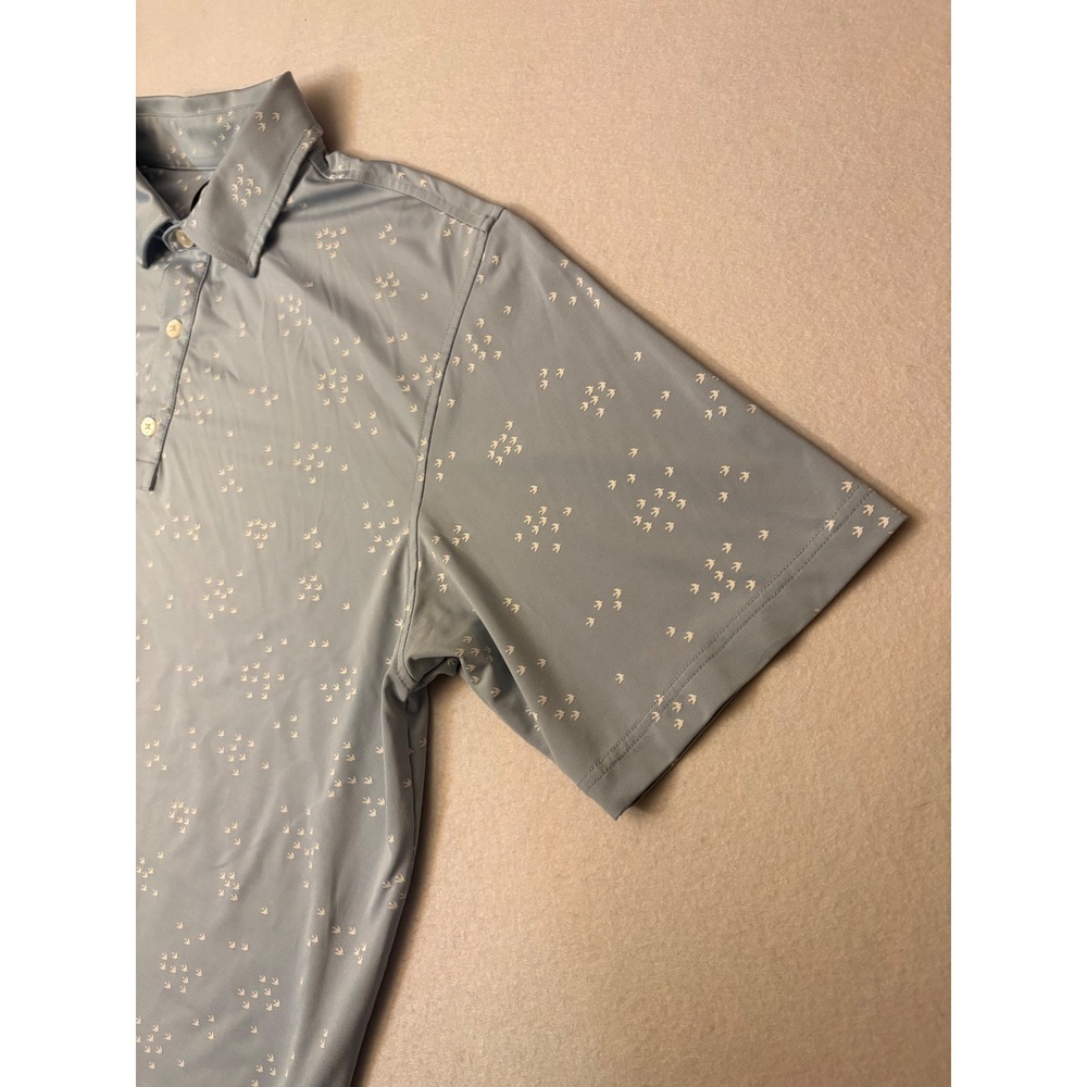 FootJoy Mens Lisle Golf Polo Shirt Light Blue Bird Print Performance Large - Picture 3 of 8